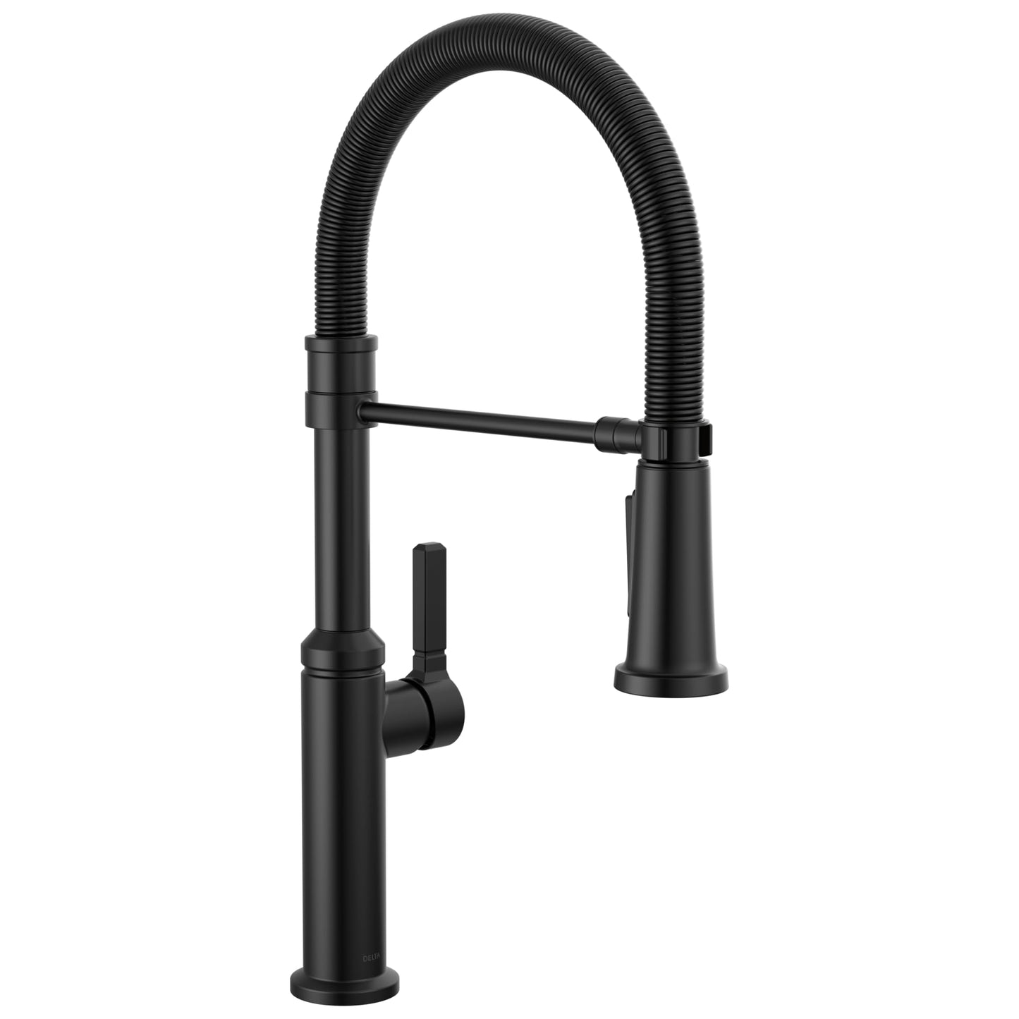 Delta Rhett Pro Style Commercial Kitchen Faucet with Pull Down Sprayer, Single Hole Matte Black Kitchen Sink Faucet, Single Handle, Matte Black 18829-DST