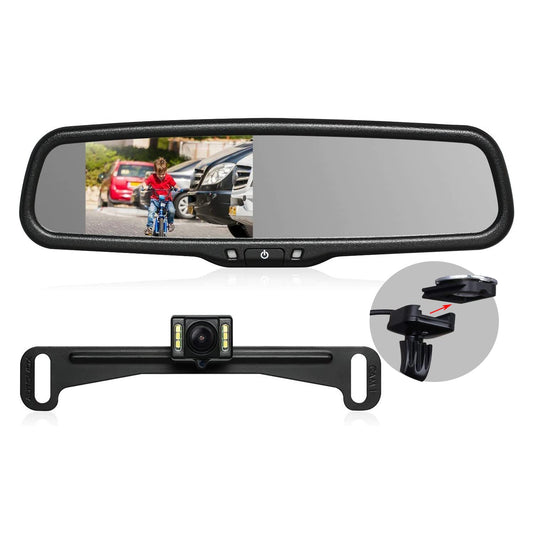 Rear View Mirror Camera with 4.3” Monitor: Super Night Vision OEM Rearview Mirror Backup Camera with IP 68 Waterproof Back Up Camera for Car, Rearview Mirror for Parking & Driving Safety AUTO-VOX T2