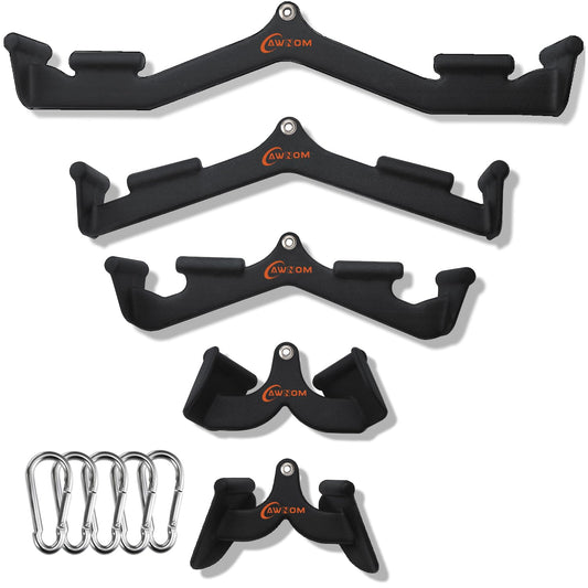 AWNOM LAT Pulldown Attachments for Cable Machines, Cable Machine Attachments for Home Gym T Bar V Bar LAT Pulldown Machines Attachments, Back Tricep Bar Strength Training Handle Grip