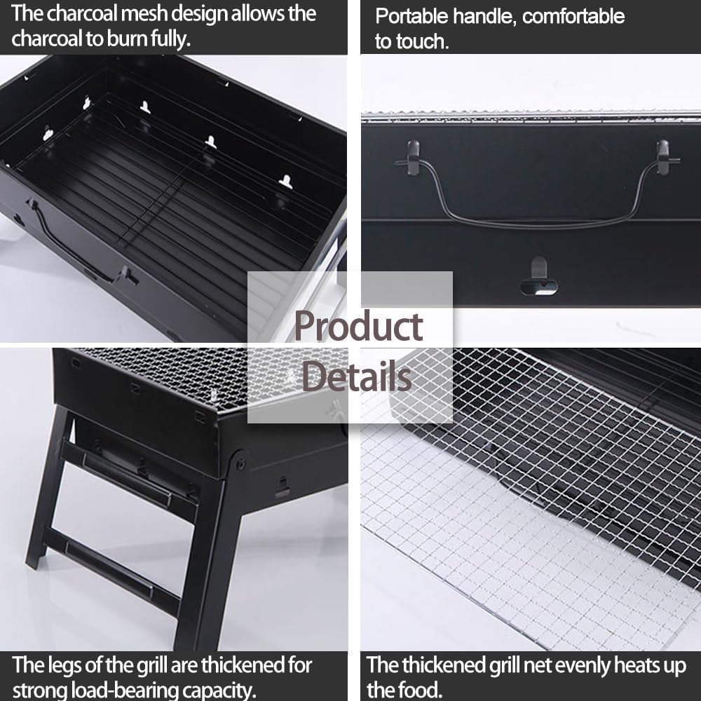 Portable Charcoal Grill Foldable 17" BBQ Charcoal Grill Compact Tabletop Barbecue Grill Small BBQ Grill for Outdoor Travel Backyard Picnic Beach
