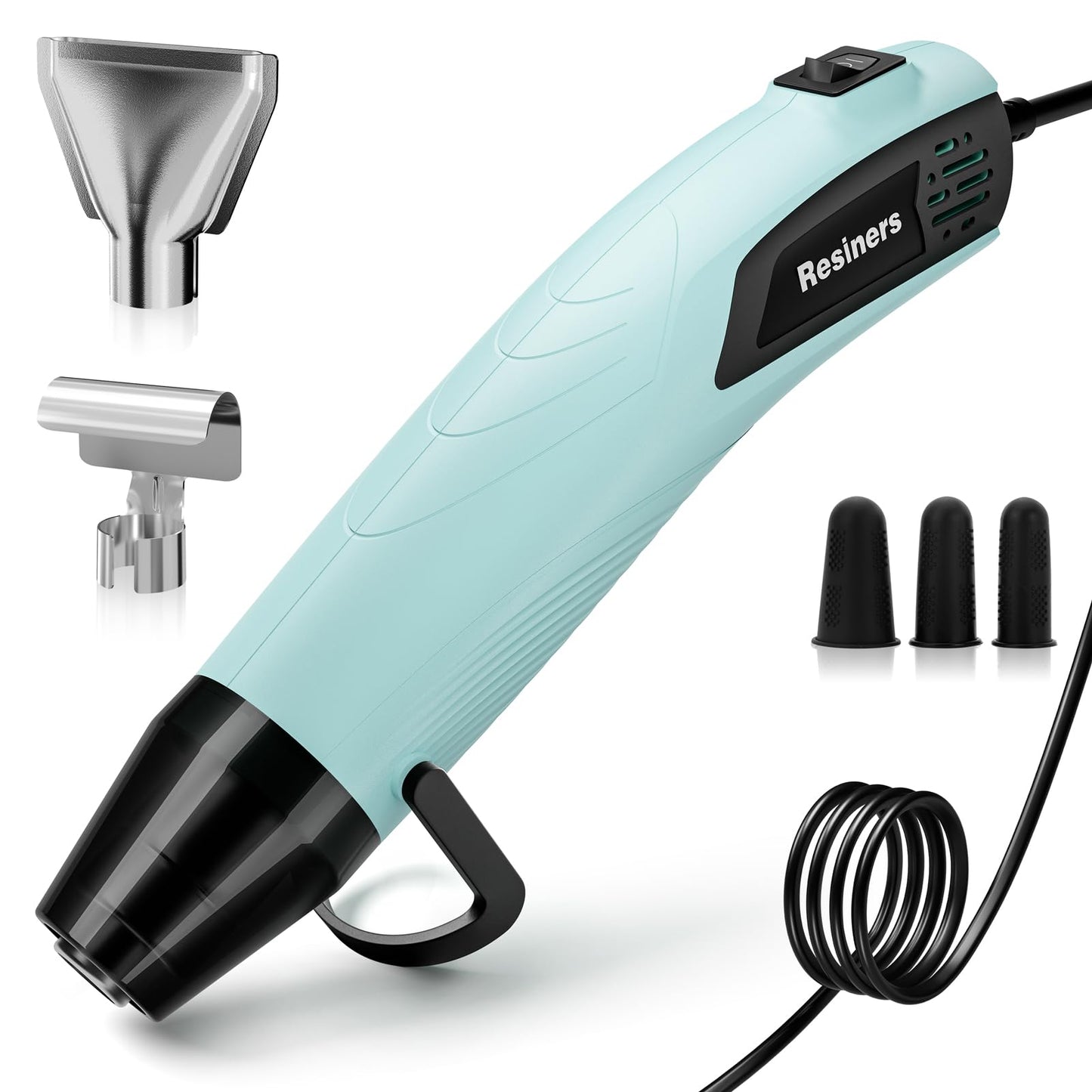 Resiners Heat Gun for Resin, 350W Fast Heating Dual Temp Heat Gun (482°F~662°F) with 3 Nozzles & 3 Silicone Covers, 4.9Ft Long Heat Gun for Bubble Remove,Vinyl Shrink Wrap,Candle Making,Epoxy Resin