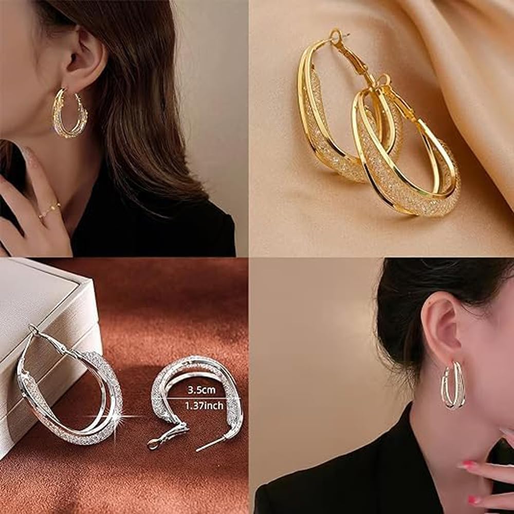 4 Pairs Lymphatic Drainage Slimming Hoop Earrings, Halolux Lymphvity Germanium Earring Acupuncture Therapy Hoop Earrings Fashion Jewelry Gift For Women Men (4 pairs)