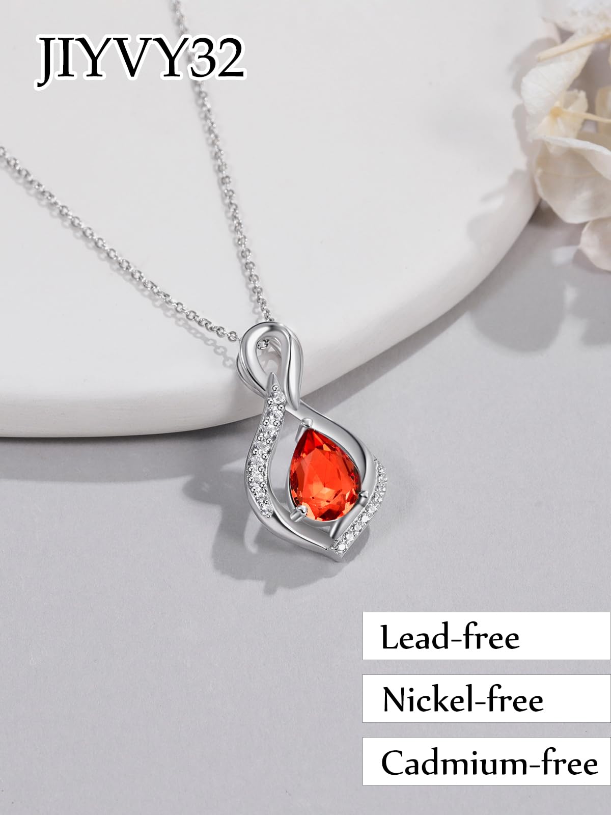 JIYVY32 Created Ruby Infinity Necklace for Women July Birthstone Necklaces White Gold Plating Anniversary Birthday Gifts for Wife Her Mom Girlfriend Birthstone Jewelry Gifts for Women