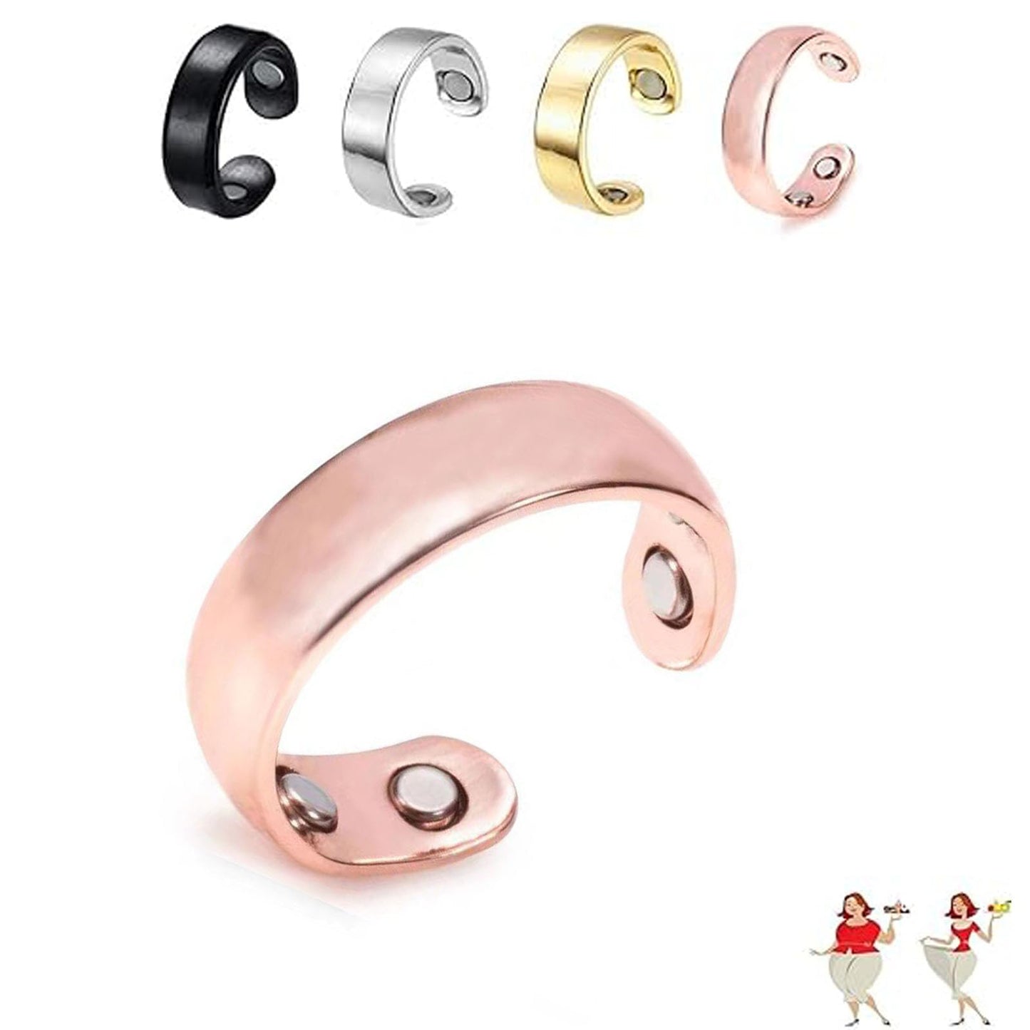 tanguan Auvulis Migraine Ring，Lymphatic Vitality Magneti Rings for Women Men Anti Snoring Ring Migraine Relief Jewelry Stainless Steel Adjustable Calmi Rings (Rose)