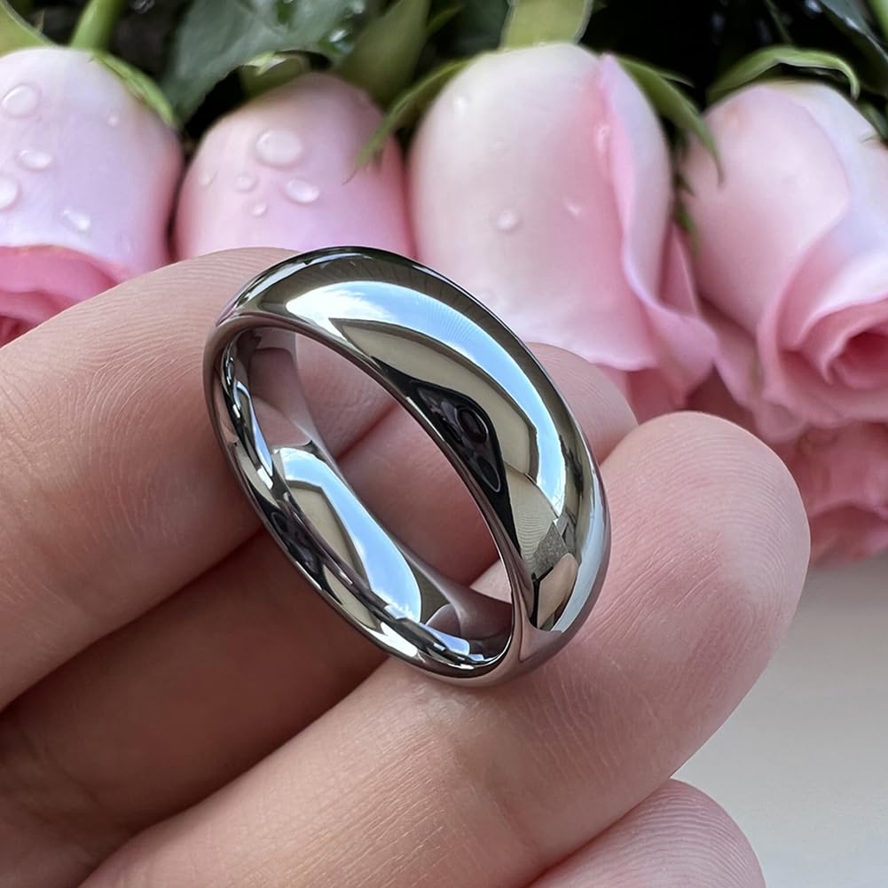 TUTISS 6mm Tungsten Rings for Men Women Engagement Wedding Bands Domed Polished Comfort Fit Size 11