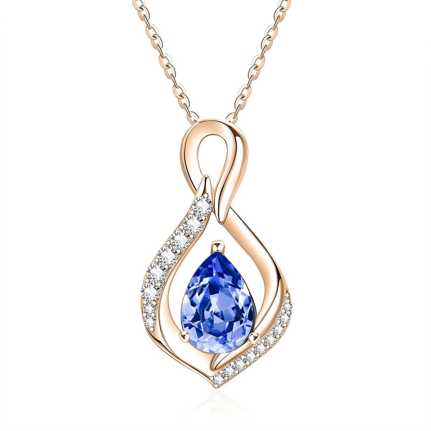JIYVY32 Blue Topaz Infinity Necklace for Women December Birthstone Necklaces Rose Gold Plating Anniversary Birthday Gifts for Wife Her Mom Girlfriend Birthstone Jewelry Gifts for Women