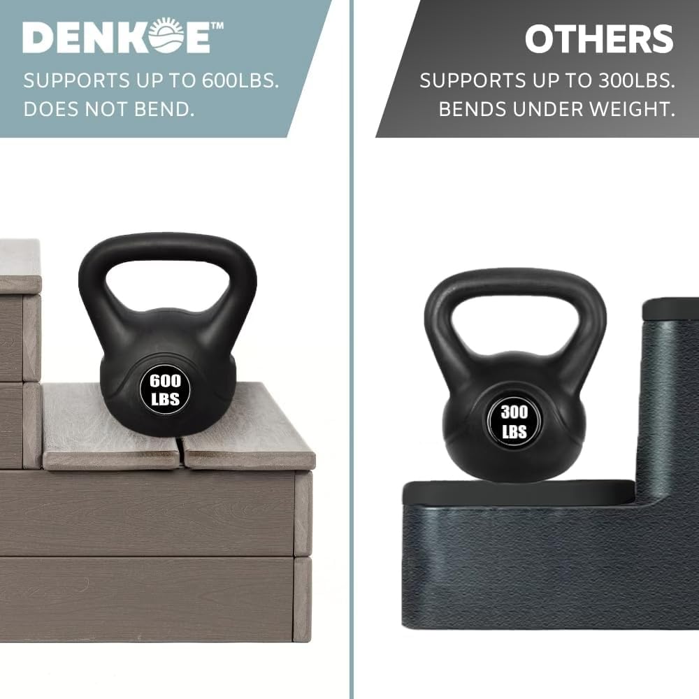 DENKOE Hot Tub Steps with Storage - Waterproof, Non-Slip & No Maintenance - Multi Angle Access - Ideal for Spa Steps, Hot Tub Stairs - Brown Spa Step for Outdoor