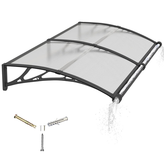 Awning for Door Entrance with Drainage Sink,40x60 Inch Awnings for Doors,Window Canopy Exterior with Plastic Steel Bracket,Polycarbonate Cover,UV,Rain,Snow Protection for House,Porch,Patio,Deck