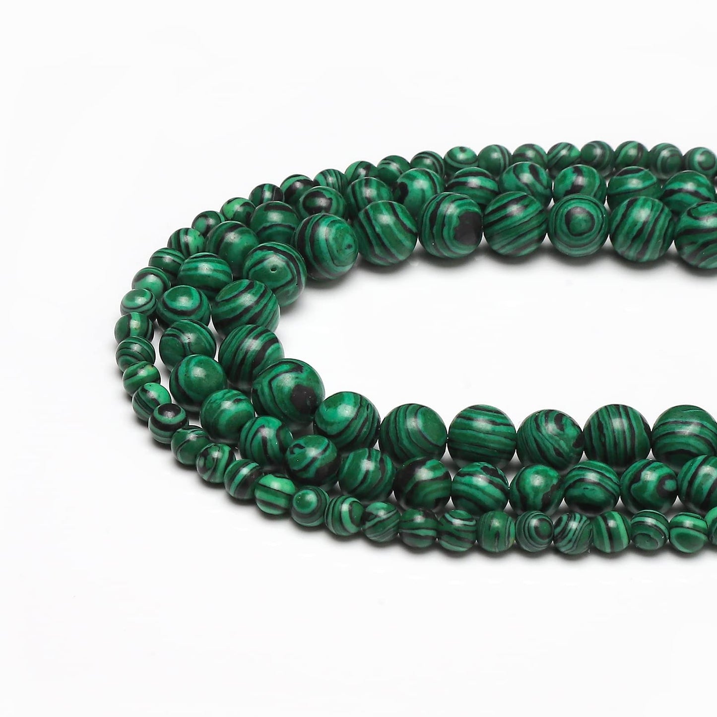 35pcs 10mm Malachite Loose Beads for Jewelry Making, Natural Semi Precious Beads Round Smooth Gemstone Spacer Beads Charms for Necklaces Bracelets
