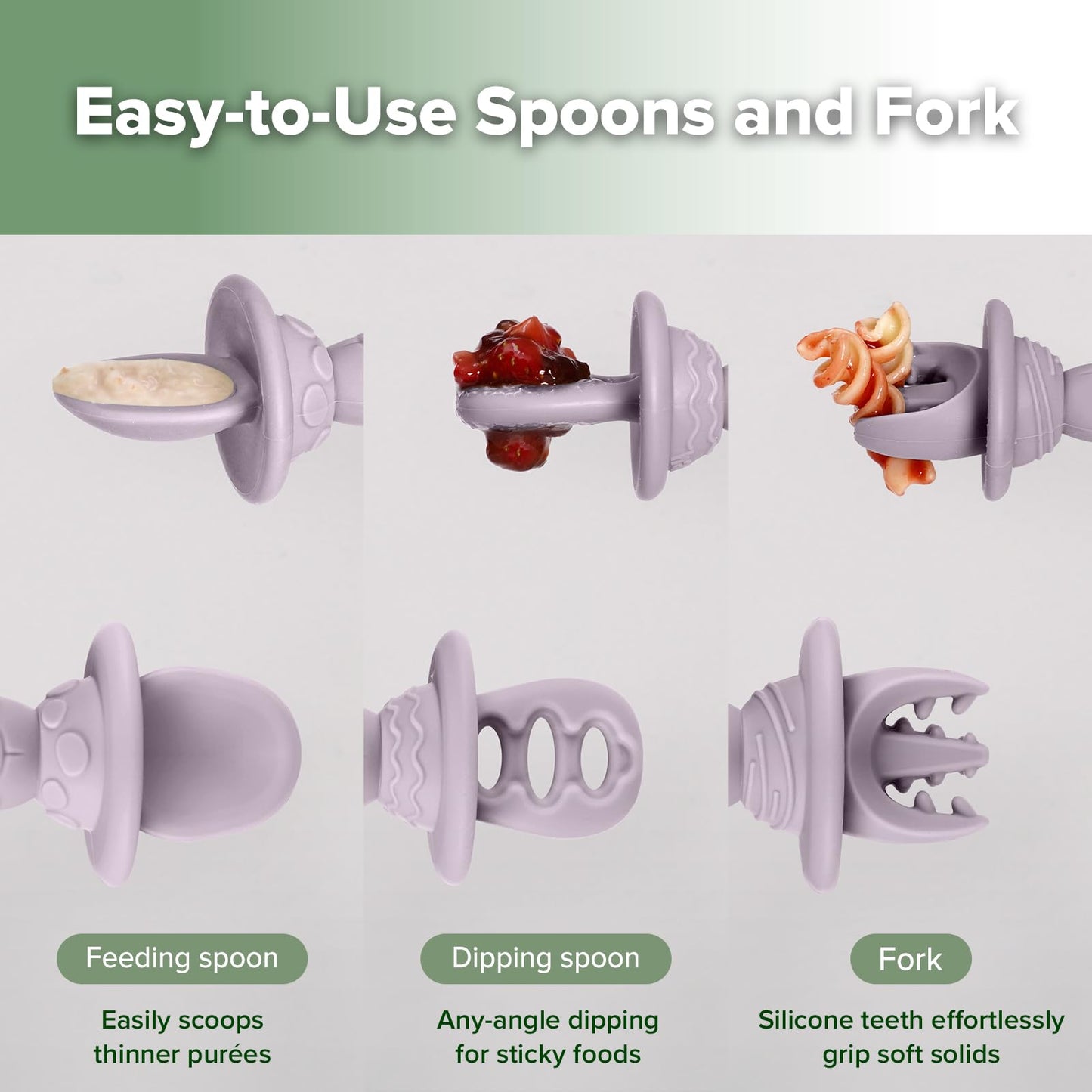 Haakaa Silicone Crab Teether&Astronaut Beginner Silicone Cutlery Set-Baby Toys,360°Baby Toothbrush Head for Infant Self-Brushing Training-Toddler Spoons Self Feeding 6+Months