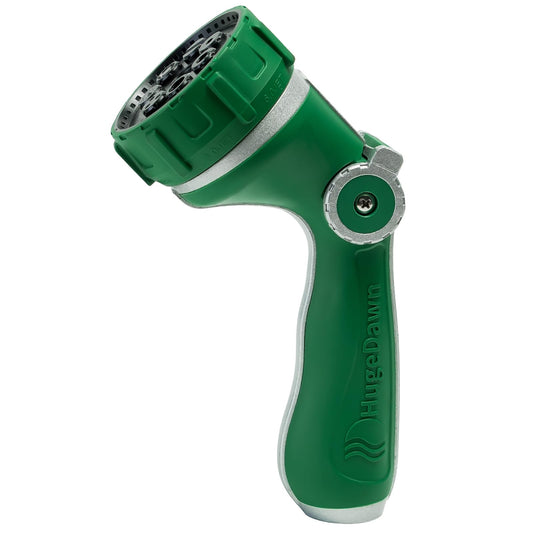 HugeDawn Garden Hose Nozzle with 7 Spray Patterns, Heavy Duty Metal Sprayer 30% Greater Water Flow for Watering, Car Wash, Outdoor Cleaning (Green)