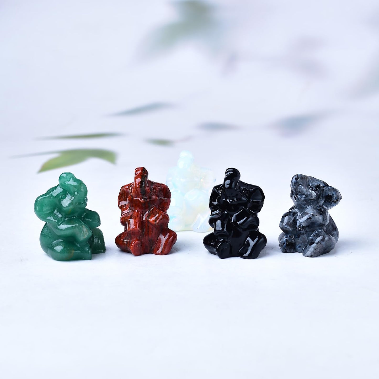 WUYOUSHI Shimmer Stone Elephant Decor Figurine Crystals and Healing Stones Elephant Statue Polished Pocket Gemstones Bedroom Office Desk Home Decoration A Lucky Decoration