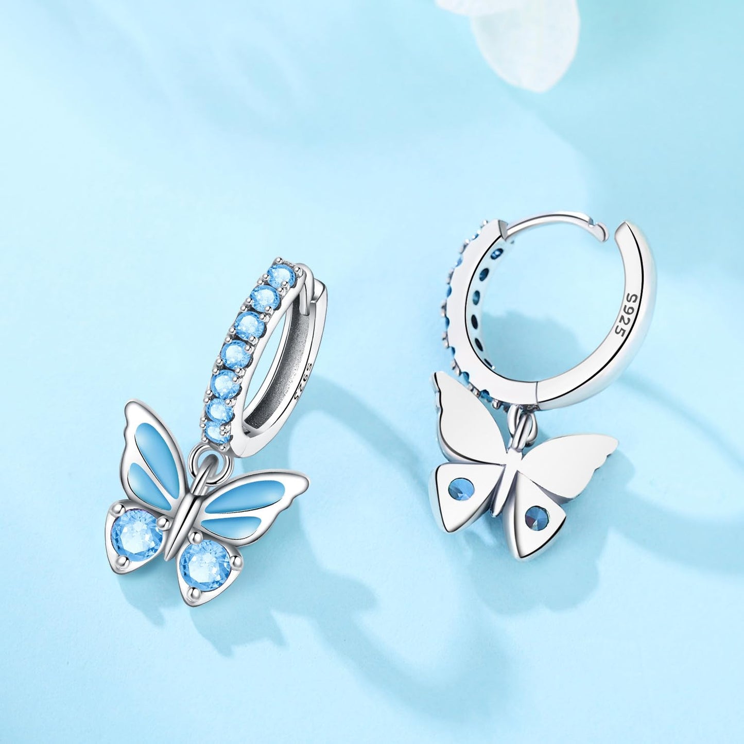 Cycuff 925 Sterling Silver Hoop Earrings Colorful Cubic Zirconia Jewelry Drop Earrings for Women Set Earring Presents for Her