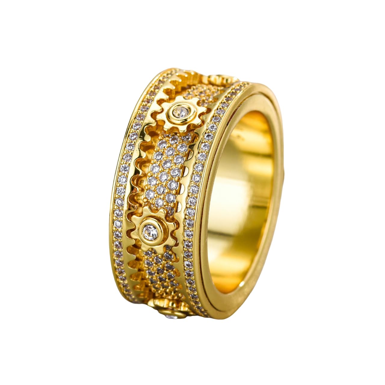 Xarewx Mindfulness Rings for Women, Fidget Ring, Adjustable Anti-Anxiety Fidget Rings, Menopause and Stress Ring, Calm & Everyday Wear (Gold, 6)