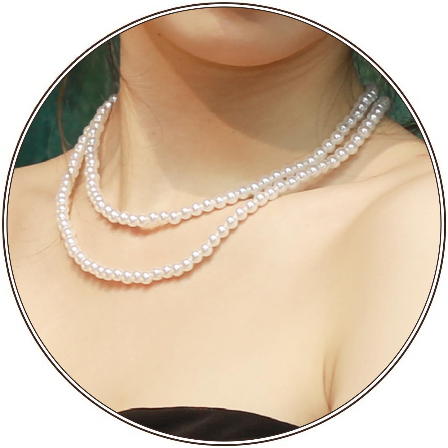 Aurelema 2 Pack Long Pearl Necklace for Women 1920s Costume Party Jewelry Faux Pearls Strand Beads for Ladies (70 Inches,8 mm,Glass,Red)