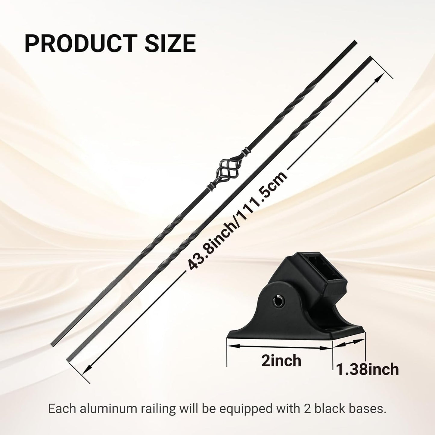 Belinova 30 Pack Wrought Iron Balusters 44'' Hollow Staircase Balusters with Swivel Shoes Balusters for Staircase Interior Double Twist Stair Basket Decorative Spindles for Staircase Indoor