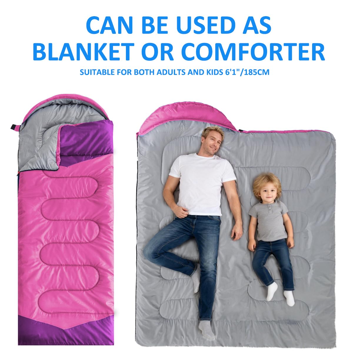 oaskys Camping Sleeping Bag - 3 Season Warm & Cool Weather - Summer Spring Fall Lightweight Waterproof for Adults Kids - Camping Gear Equipment, Traveling, and Outdoors