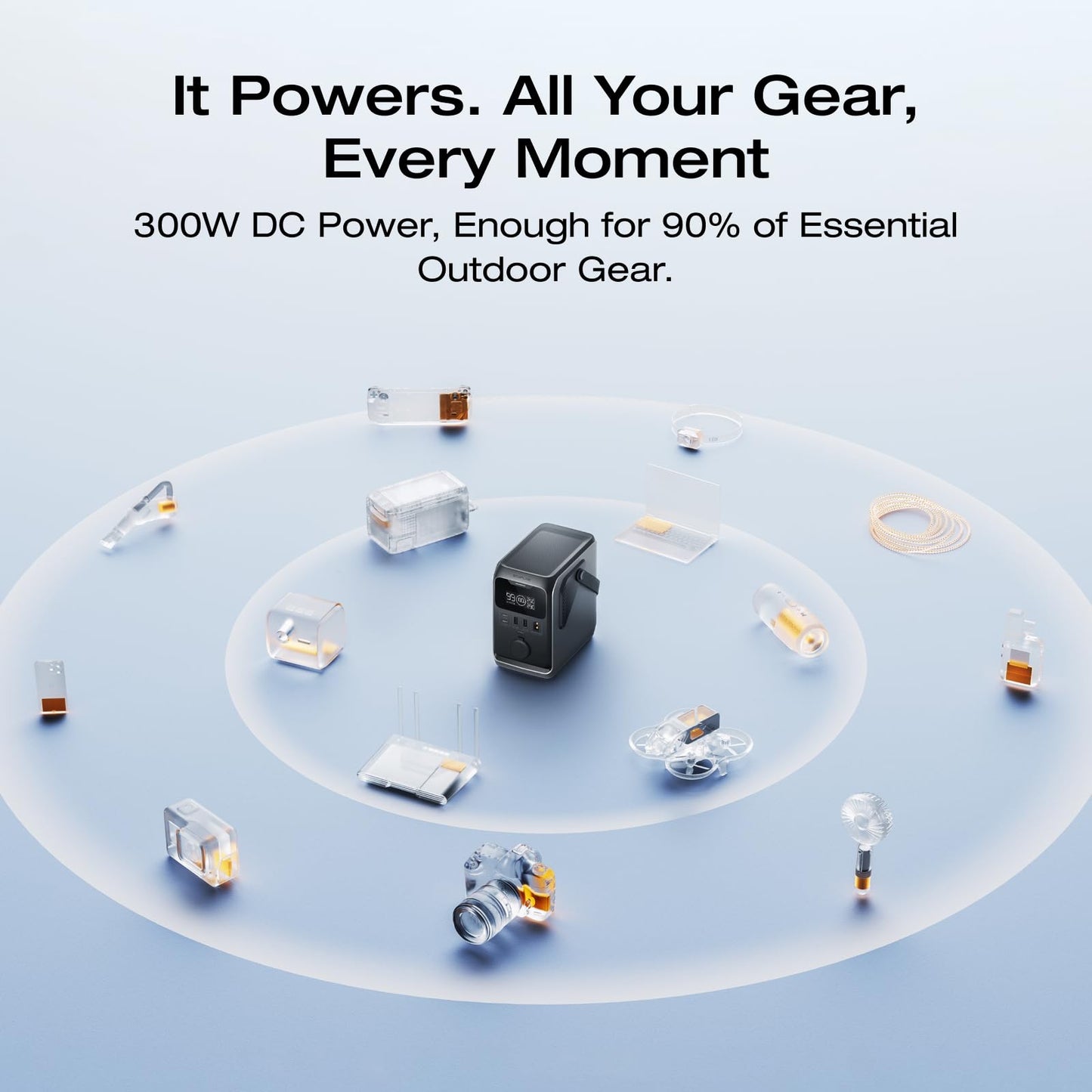 EF ECOFLOW TRAIL 300 DC Power Bank Station, 288Wh Outdoor Portable Power Station, LiFePO4 Battery, 300W DC Output, Compact Solar Generator for Camping, Travel, and Emergency (No Wall Charger Included)