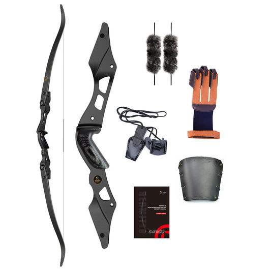 Sanlida Hermit 10 ILF Hunting Recurve Bow Kit for Adults 60" 30-45 Lbs Archery Recurve Bow, CNC ILF Riser, Carbon & Graphite Foam Core ILF Limbs, RH Only, Limited Life-time Warranty (60",45 Lbs)