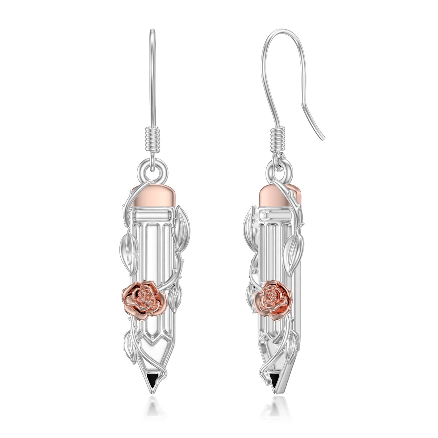 PROESS Graduation Gifts Teacher's Earrings 925 Sterling Silver Pencil Earrings for Women Funny Pencil Drop Dangle Earrings for Teachers Students Back to School Gifts
