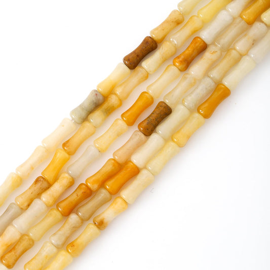 5x12mm Natural Yellow Aventurine Stone Bamboo Shape Gem Healing Energy Loose Spacer Beads for DIY Necklace Bracelet Earring