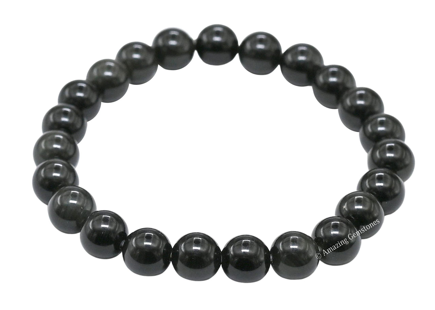 Amazing Gemstone Crystal Bracelet for Women Men's Gifts - Protection Healing Crystal Bracelet - 8mm Gemstone Beaded Stretchable Bracelet Pulseras Para Hombres Mujer Stocking Stuffers Mothers Day Gift (Silver Sheen Obsidian)