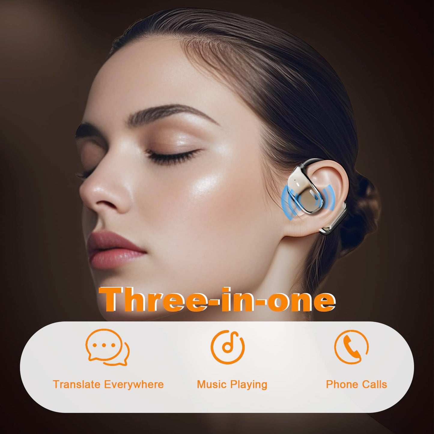 AI Translation Earbuds Real Time 144 Languages, LCD Touch Screen Open Ear Wireless Bluetooth Translator Earbuds, Audifonos Traductores Inglés Español, with APP Translating Device