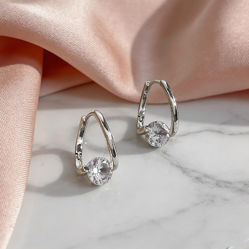 Histone Lymphvity Slimming Earrings for Weight Loss Women 2 Pairs Flysmus Drainage Germanium Earrings Minimalist CZ Hoop Earrings Charm Jewelry Gift (B)