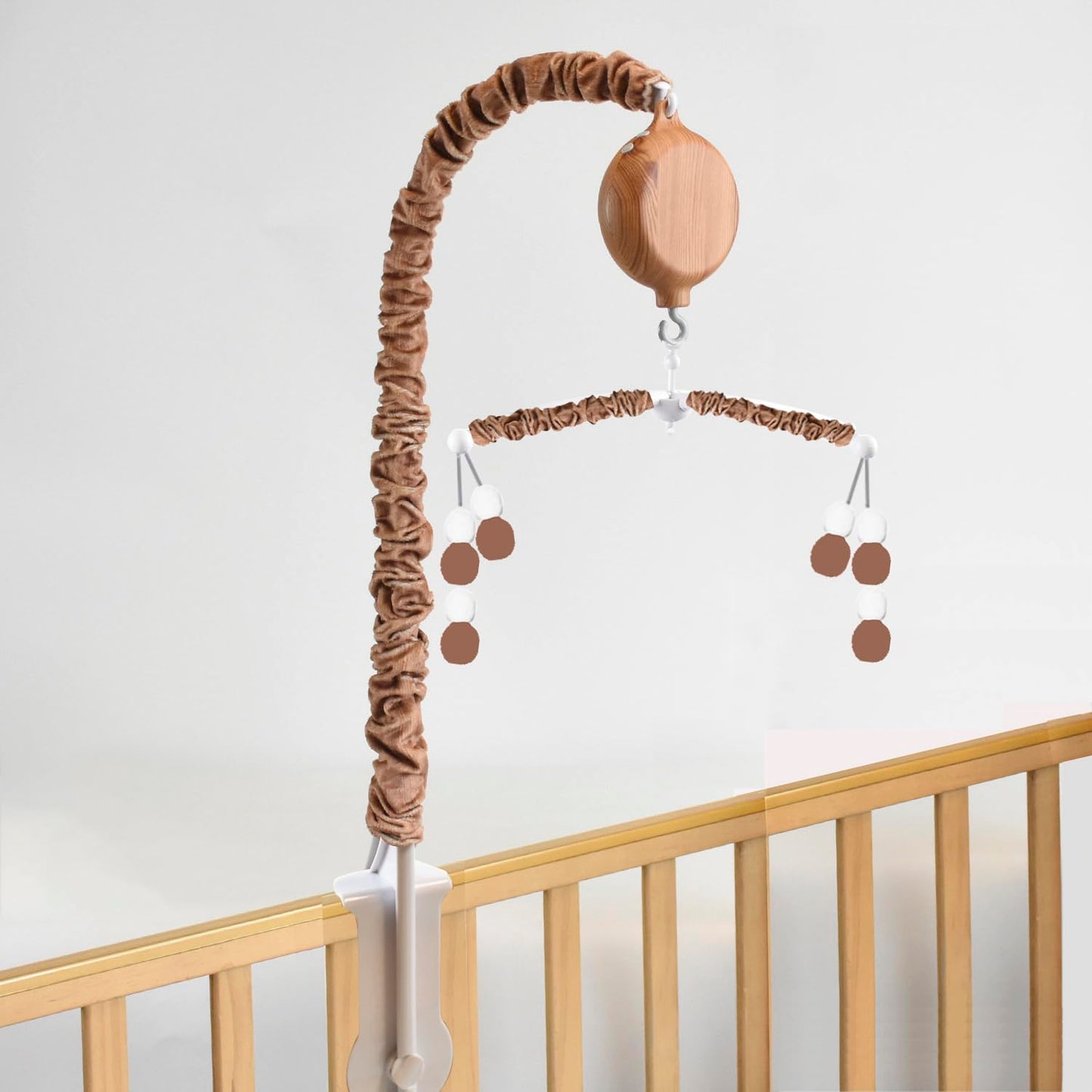 HLEEDUO Crib Mobile arm with Music Box, Baby Mobile arm with Motor Spinner.28 Inch Wooden Universal Mobile arm for Crib Nursery Decor Mobile arm. Nursery Mobile Attachment.