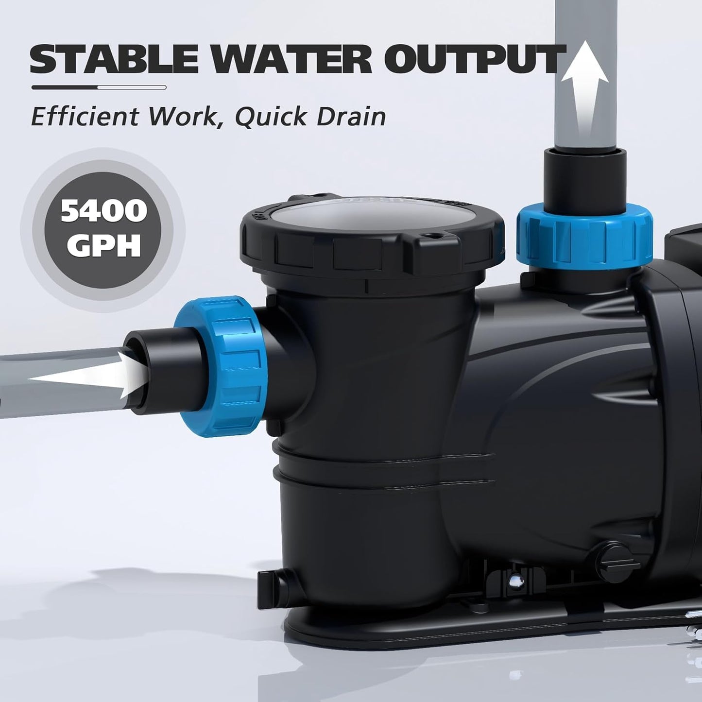BOMGIE In/Above Ground Pool Pump, High Flow Powerful Self Priming Pool Pump with Timer,1.5 HP 5400GPH 115V