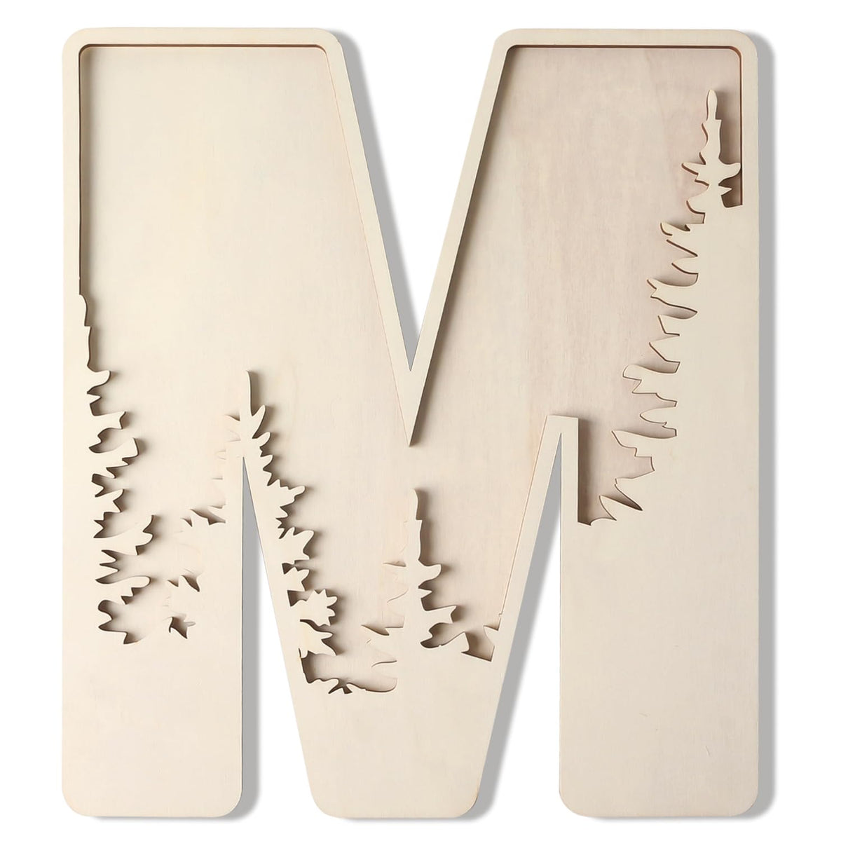Woodland Layered Wooden Letters 12 Inch, Boho Large Wooden Name Signs for Nursery Big Paintable Wooden Letter M Cutout Wood Forest Letters Alphabet for Wall Decor Baby Name Kids Room Wall Art