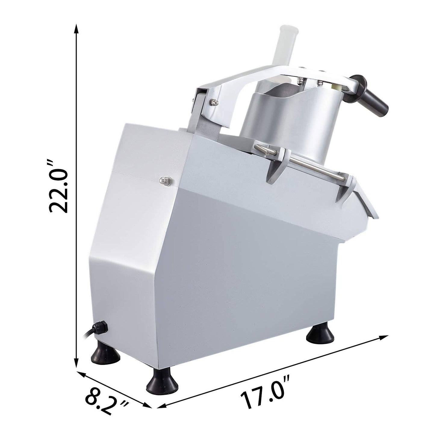 VEVOR Commercial Food Processor 2 Feeding Holes, 550W Electric Vegetable Slicer 1600 RPM, Stainless Steel Vegetable Processor Detachable 6-blades, 3mm/4mm/7mm Shred, 2mm/4mm Slice