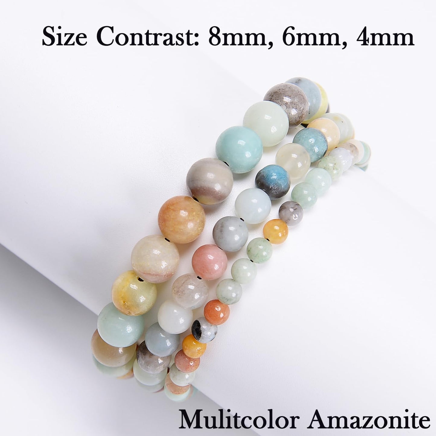 CHCCOYE 4mm Handmade Adjustable Natural Gemstone Crystal Bracelet Healing Power Energy Inspirational Gifts with Card for Unisex (Mulitcolor Amazonite)