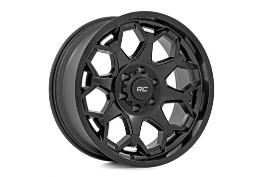 Rough Country 80 Series 20x9 Wheel - 8x6.5" Bolt Pattern, 0mm Offset, One-Piece Aluminum, Semi-Gloss Black Off-Road Rim for Jeeps, Trucks, SUV