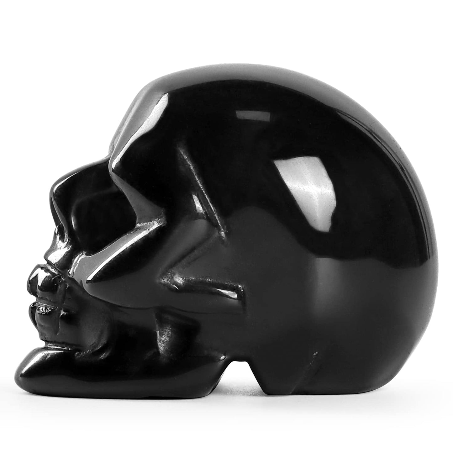 Artistone 2.0" Black Obsidian Halloween Crystal Skull Head Statue,Hand Carved Gemstone Human Skull Stone Figurine Crystal and Healing Stones for Home,Office Decor(Gift Box)