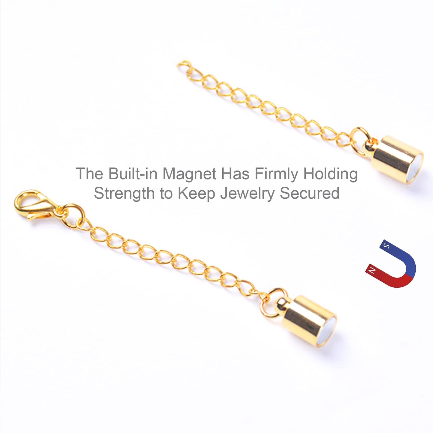 Mizeer Magnetic Necklace Extenders, Adjustable Chain Extenders for Necklaces, Magnetic Necklace Clasps and Closures with Extender Chains (8pcs Silver)