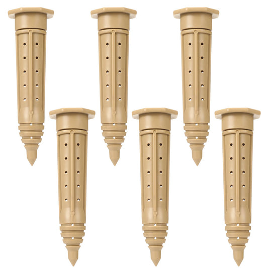 Briwooody 6 Pack 8 Inch Garden Watering Stake Large UV Protected ABS Plastic Deep Root Irrigation Spike Brown Drip System Parts Tubes for Trees Shrubs Bushes Flowers Fruits Vegetables Potted Plants