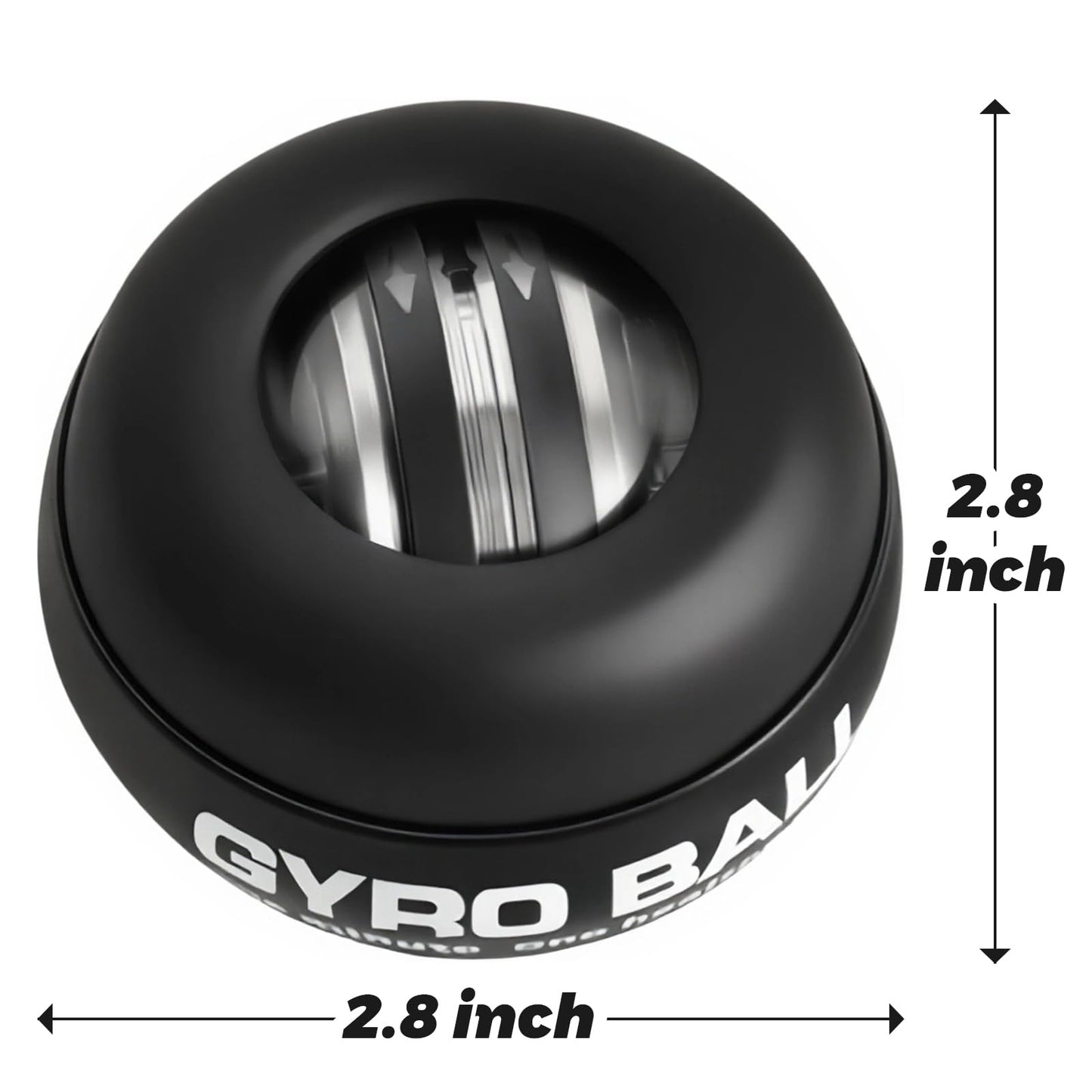 BeSokar Gyroball - Matte Black Case & Forearm Trainer, 5-Level Adjustable Resistance with LED Lights, Matte Black Gyroscopic Power Ball for Grip & Arm Strength