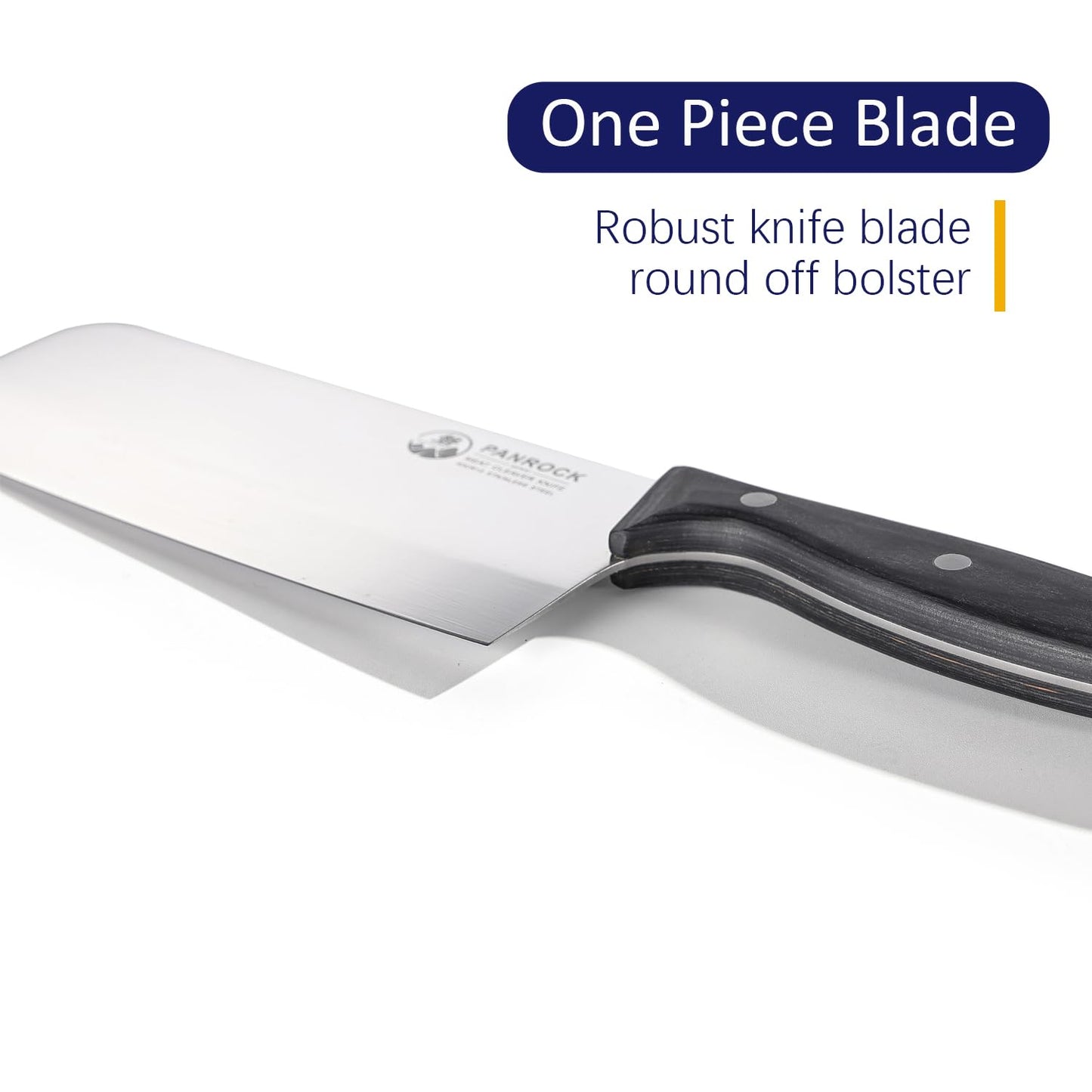 PANROCK Chinese Cleaver Knife 7 Inch, Meat Knife Ultra Sharp Lightweight for Kitchen - High Carbon Steel Blade with Mirror Finish No Stain, Anti-Slip Ergonomic Handle in Gift Box