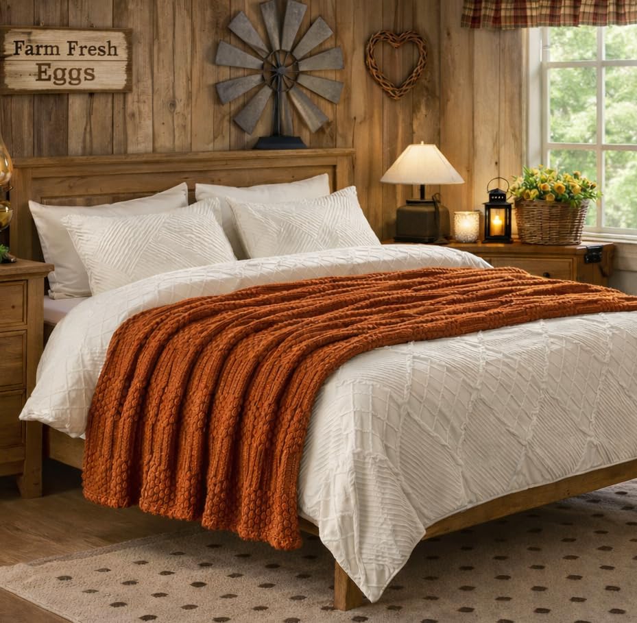50x70 Inch Rust Throw Blanket - Soft & Fluffy Fleece, Cute & Aesthetic, Perfect for Sofa, Couch, Chair, Bed, Living Room & Bedroom, All-Season Use, Plush & Cozy Decorative Fall Blanket