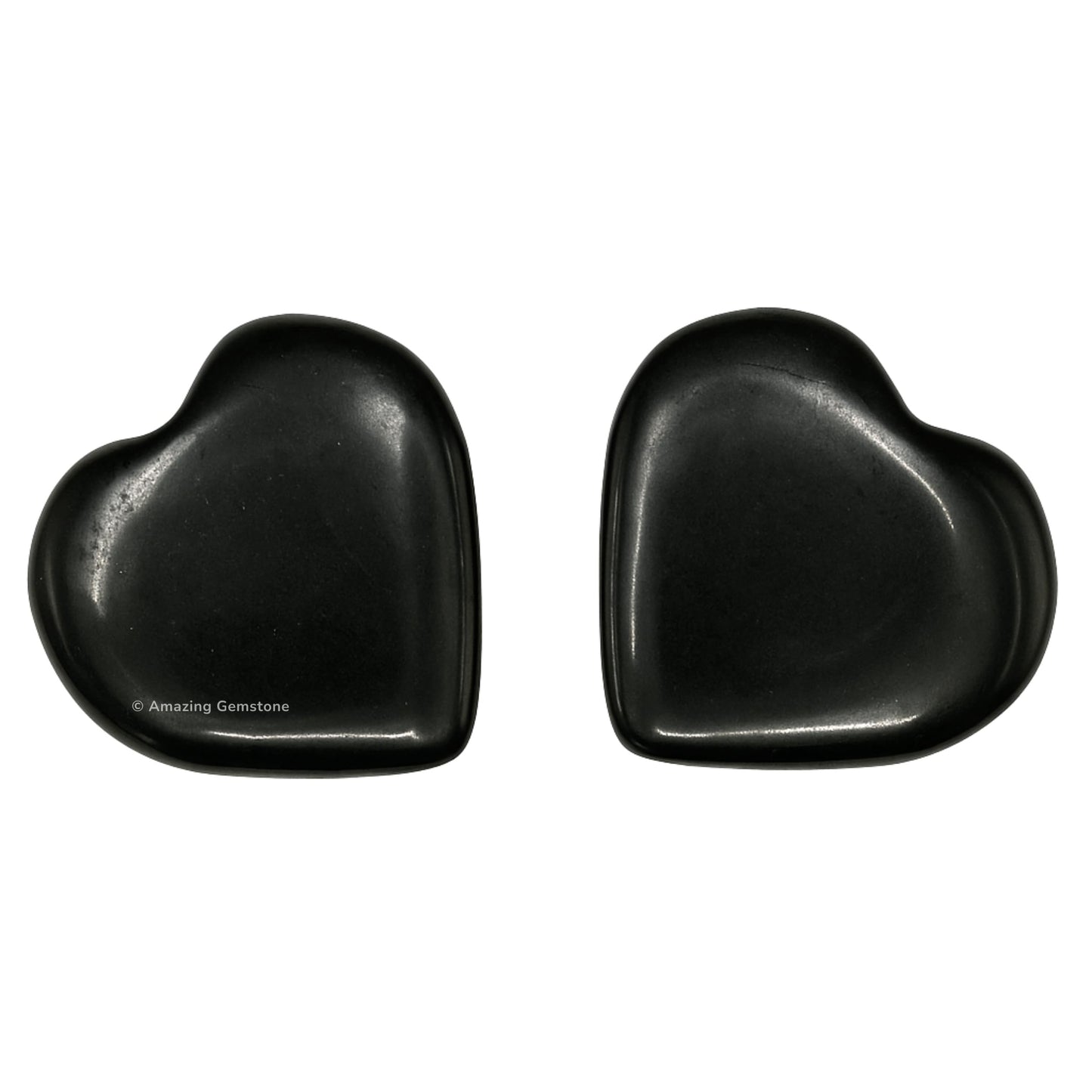 Amazing Gemstone Black Tourmaline Stone Heart - Pack of 2 Crystal Heart Stones Rocks - Corazones De Piedra Crystals and Healing Stones Heart Shaped Crystal - Stocking Stuffers Gifts