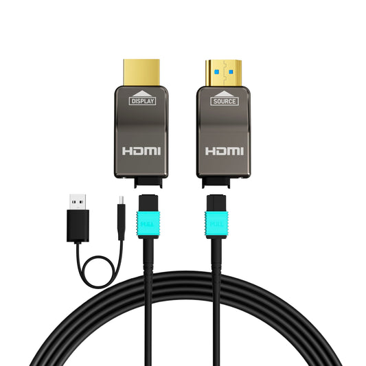 RUIPRO 8K Detachable Full Fiber Optic Armored HDMI 2.1 Cable 33FT, Ultra High Speed 48Gbps, Support 8K@60Hz 4K@120Hz, Dynamic HDR, eARC, Compatible with PS5/Xbox/Blu-ray/TV/Monitor/Projector