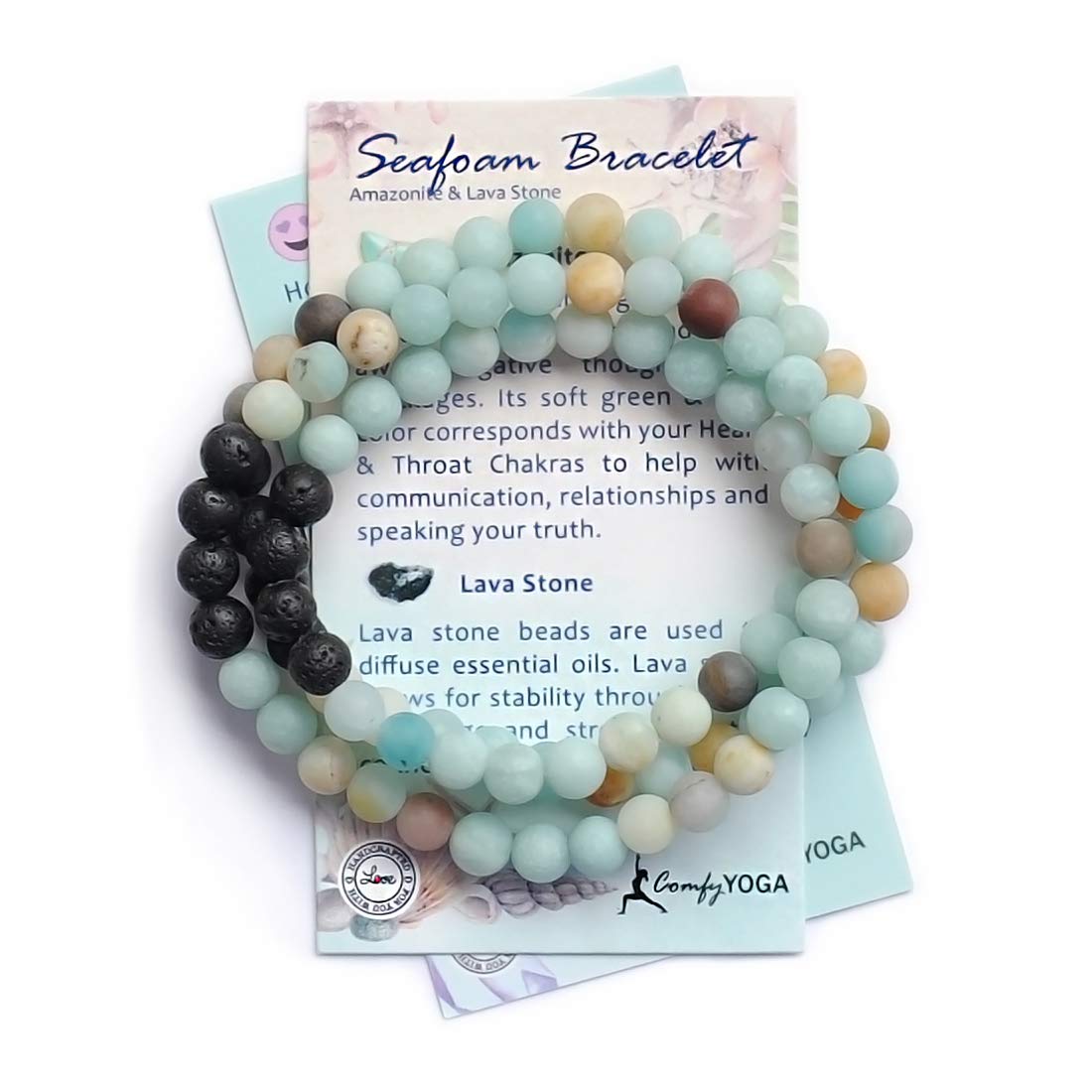 Comfy Yoga - Essential Oil Bracelet - Aromatherapy Bracelet - Lava Stone Bracelet or Necklace - Handmade Yoga Jewelry - Oil Diffuser - Gift for Women (Seafoam)