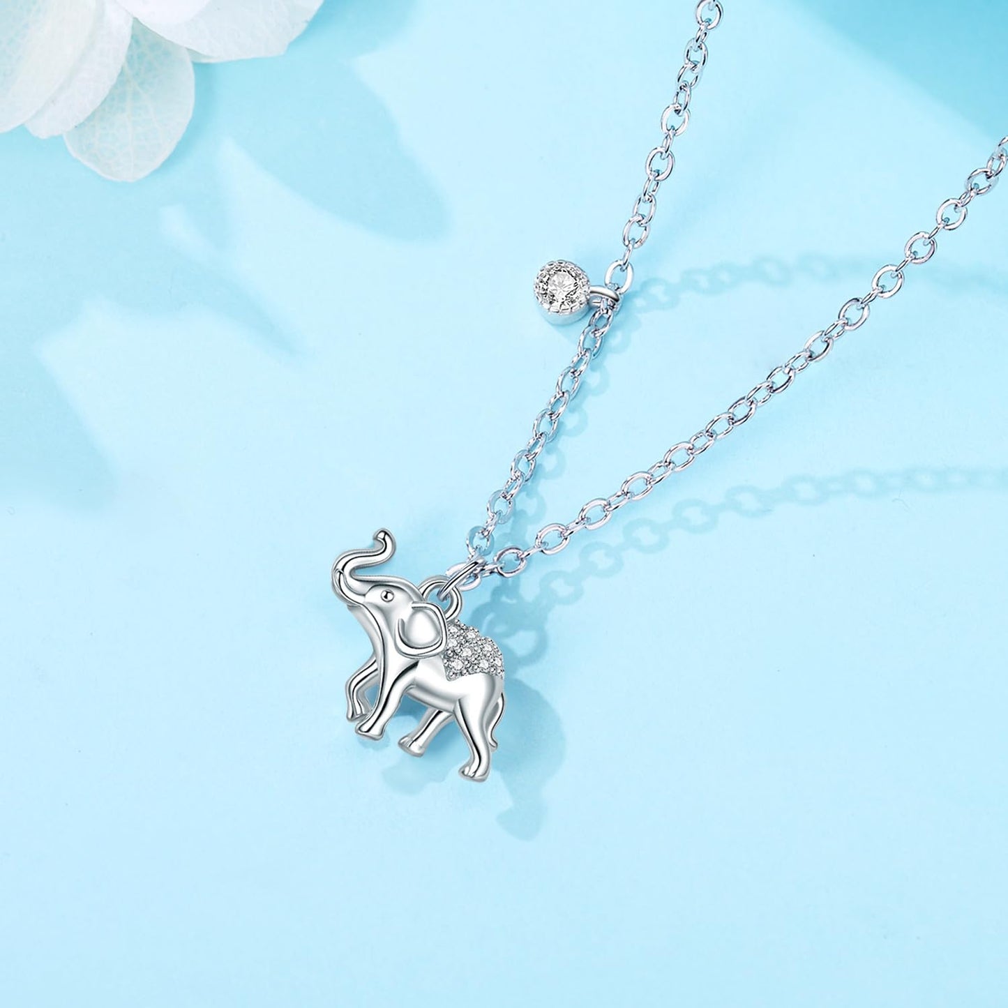 MISEFF 925 Sterling Silver Fashion Pendant Necklace for Women，Fashion Jewelry, 18K Gold Plated， Advanced Retro Series Link Chains ，Basic Multifunctional Accessories Suitable for Multiple Occasions and Daily Wear (Elephant)