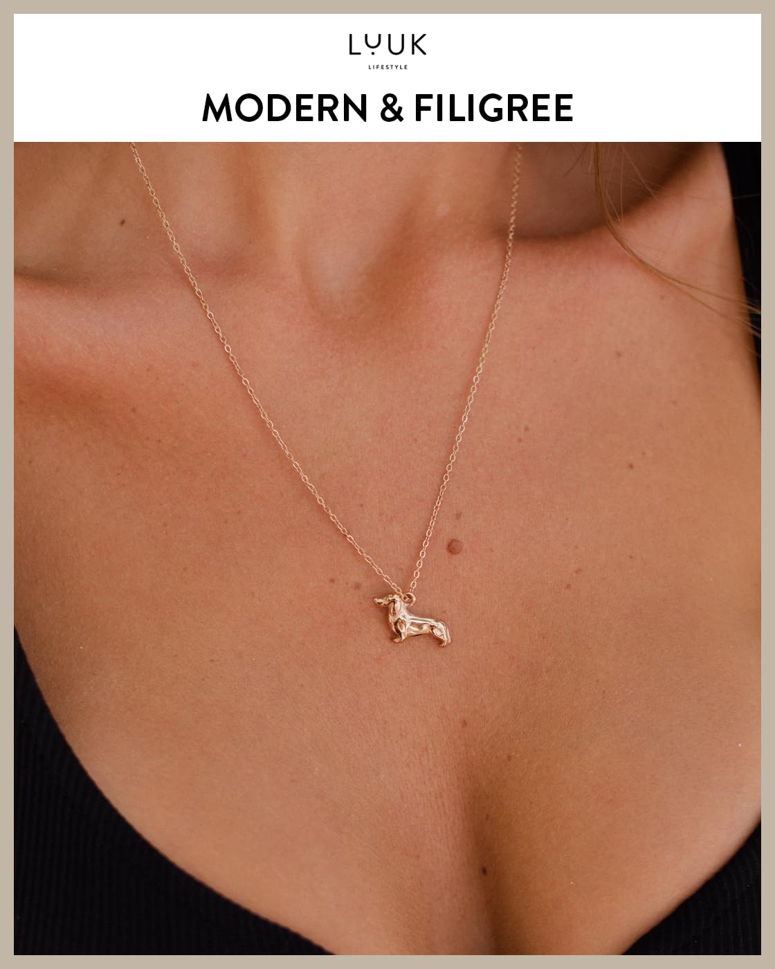 LUUK LIFESTYLE Cute Dog pendant necklace, 19 inches sturdy thin chain, waterproof, tarnish-free, stainless steel, Gift ideas for women, friend, daughter, dainty, trendy, casual, aesthetic (Gift Card)