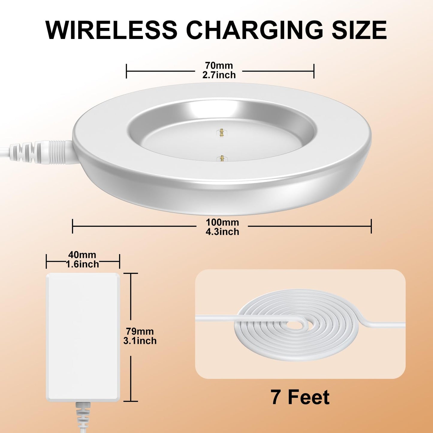 Underhub Charging Coaster 2 Compatible with Embo Temperature Control Smart Mug 2 and 1 - Mug Power Cord - Charger Dock Base for Wireless Warmer Cup Accessories (Silver White)