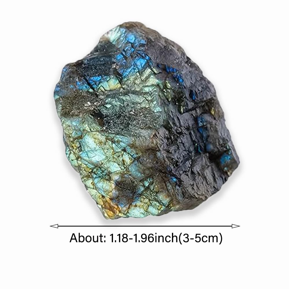 2PCS Natural Raw Stone, Wicca Reiki Crystal Healing, Rough Gemstones for Reiki, Meditation, Home Decor, Chakra Balance (Labradorite)