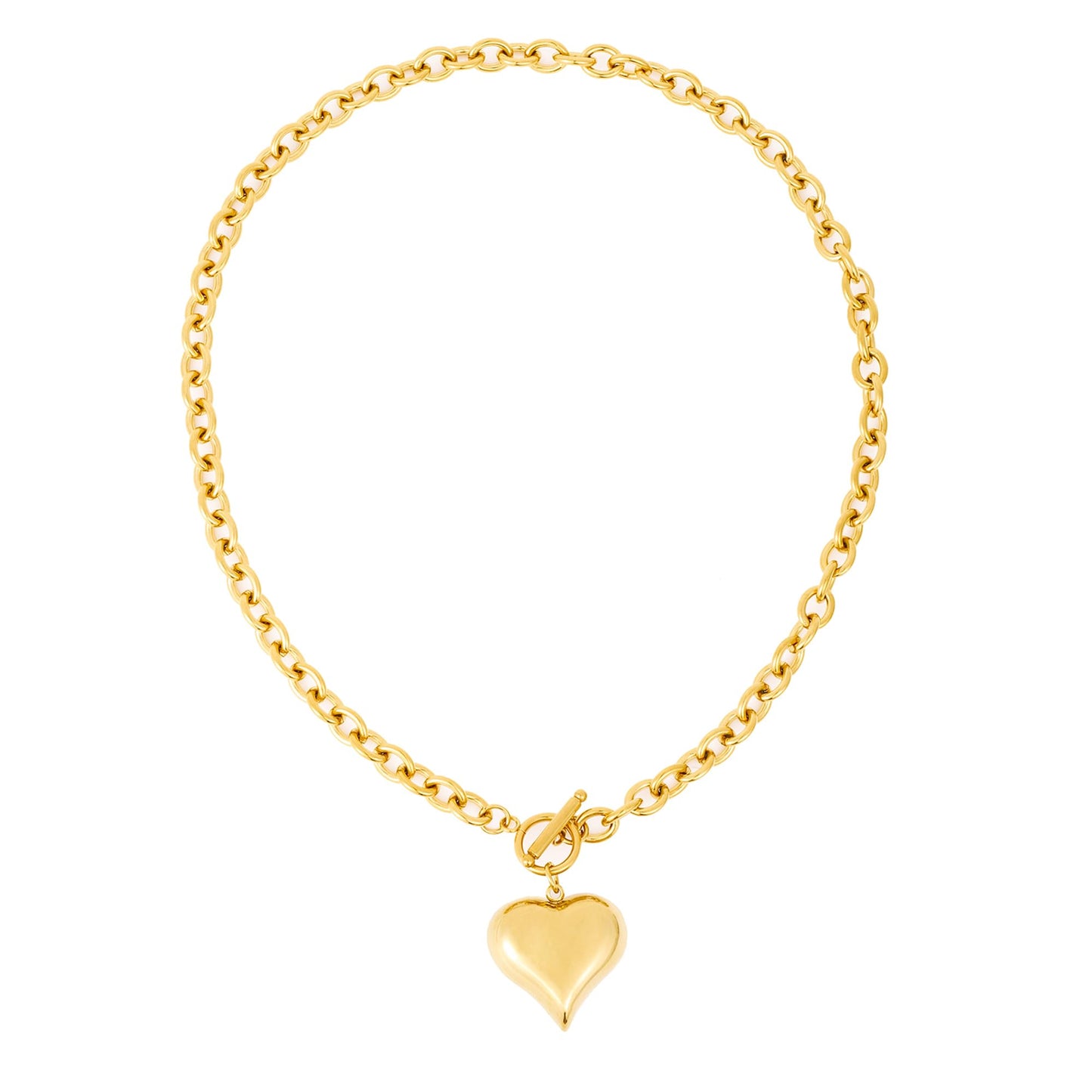 jomjeu Chunky Gold Necklace for Women 18K Gold Plated Heart Necklace Classic Trendy Pendant Gold Necklaces Jewelry Gifts for Women