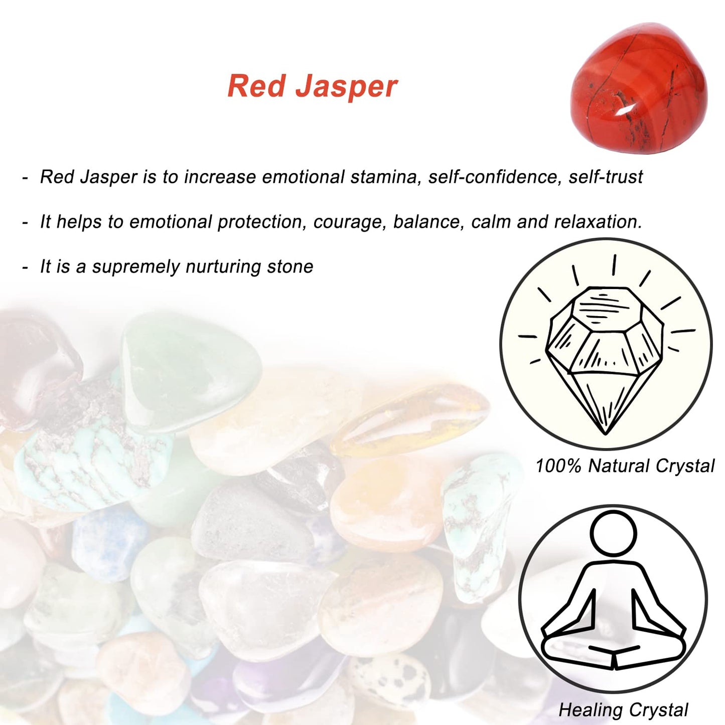 Red Jasper Healing Crystal Stones, 1.25-2.0" Large Reiki Healing Gemstones Natural Tumbled Polished Stones for Energy Witchcraft Therapy Meditation
