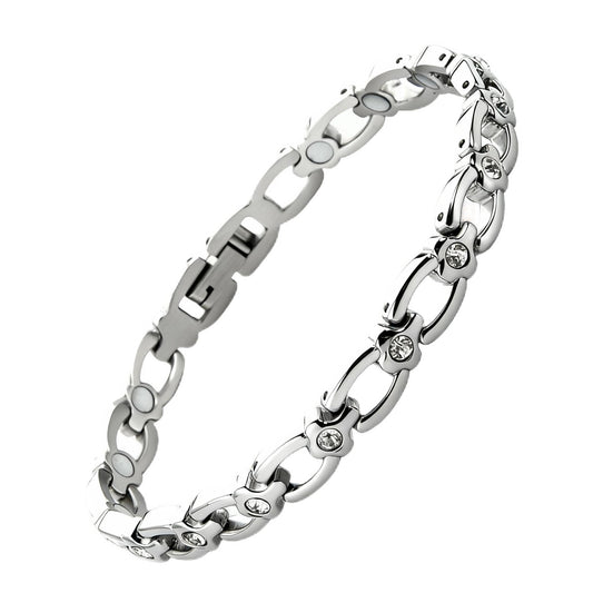 38 Elegant Titanium Magnetic Bracelet for Women Magnetic Functions with Free Link Removal Tool Christmas gift (Silver)